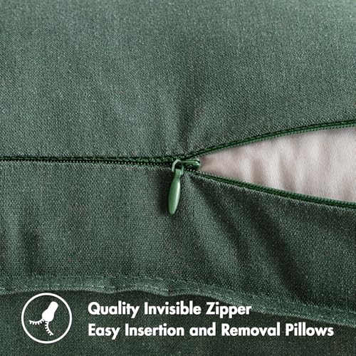 MIULEE Pack of 2 Christmas Decorative Linen Pillow Covers Boho Farmhouse Modern Soft Accent Throw Pillows Neutral Cushion Covers for Sofa Couch Bed Living Room Home Decor, 16x16 Inch Dark Green