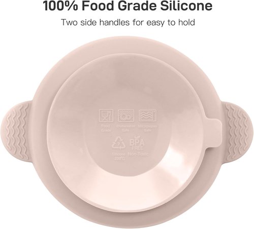 Eascrozn Silicone Baby Feeding Set - 3 Suction Bowls & 3 Spoons | BPA-Free, Microwave & Dishwasher Safe