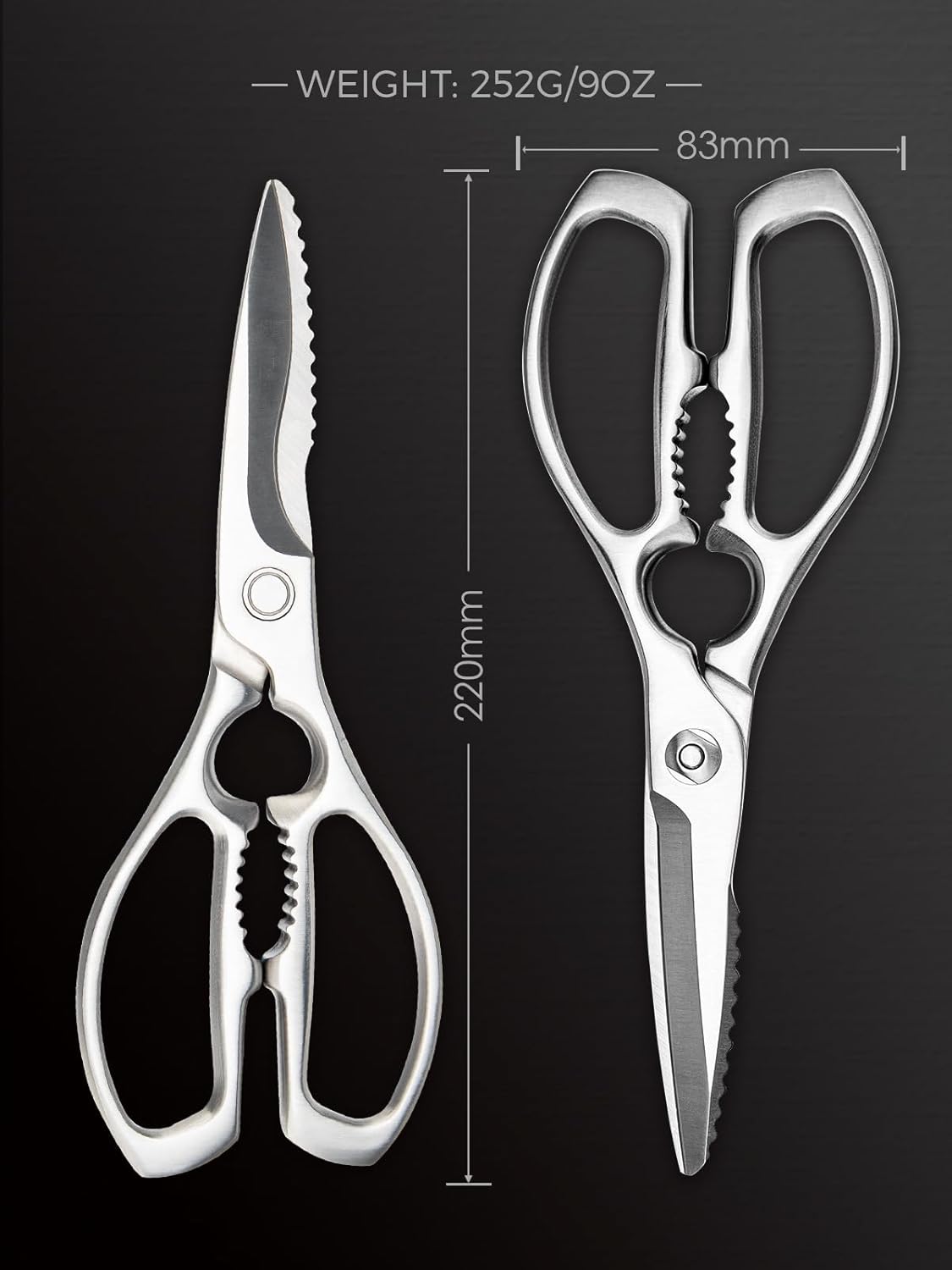 Skiennix Kitchen Scissors - Heavy Duty Forged Stainless Steel Shears | Dishwasher Safe for Meat & Vegetables