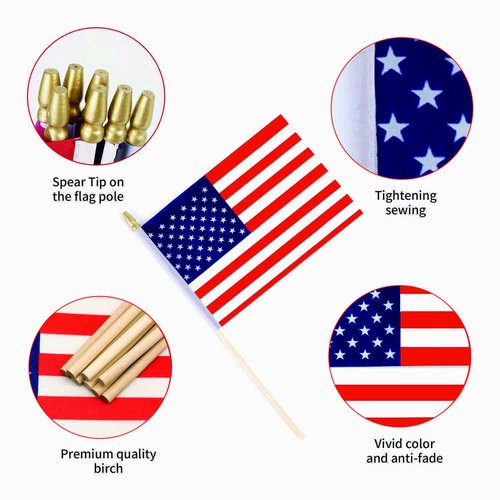 Ckexin 25Pack Small American Flag Mini Usa Flag On Stick Handheld Us Flag For July 4th Decoration