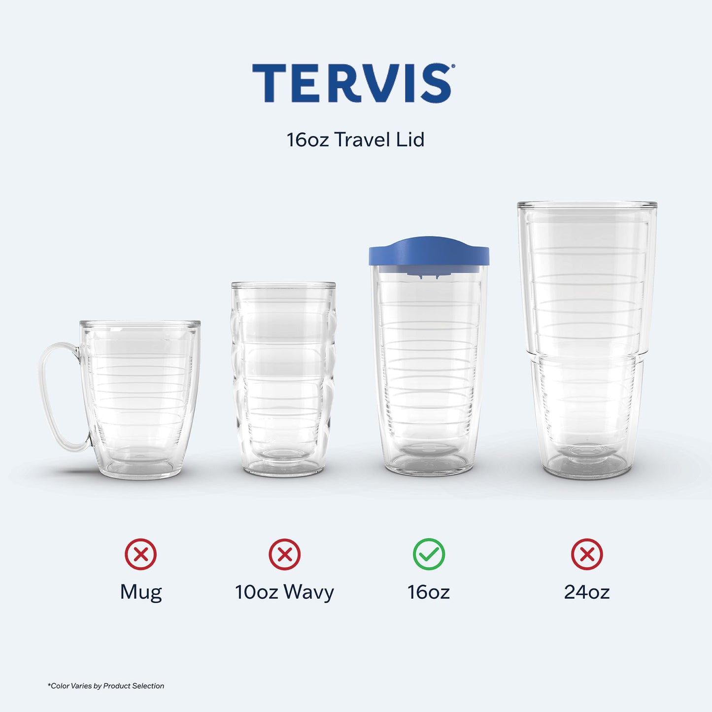 Tervis Travel Lid Made in USA Double Walled Insulated Tumbler Travel Cup Keeps Drinks Cold & Hot, Fits 16oz Tumblers - 4pk, Assorted Red Orange Fuchsia Navy