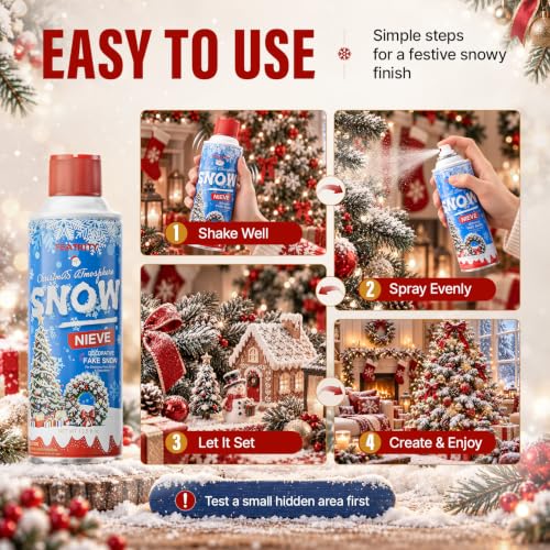 FEATRITY Fake Snow Spray Christmas Snowflake Effect 13.5 Fl Oz Pack of 3