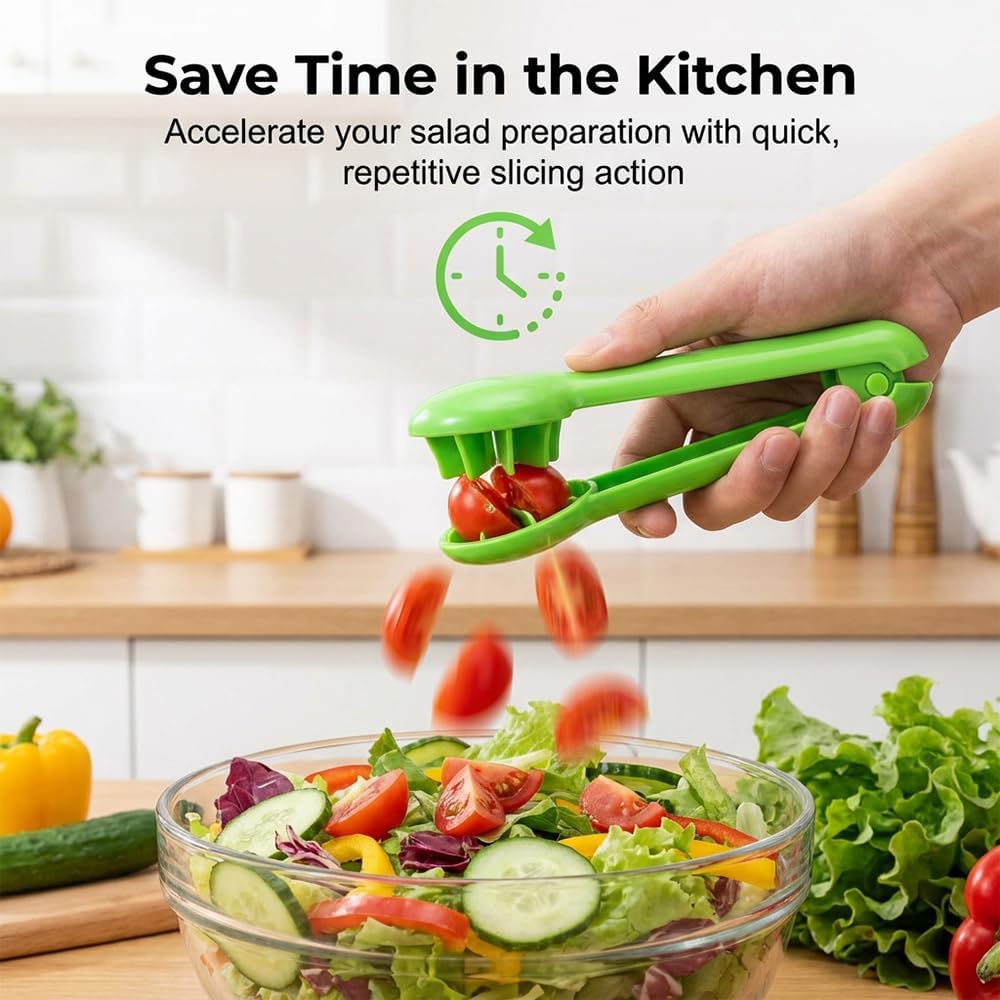 Skiennix Grape Cutter Tool - Versatile Fruit Slicer for Cherry Tomatoes & Strawberries | Green Color