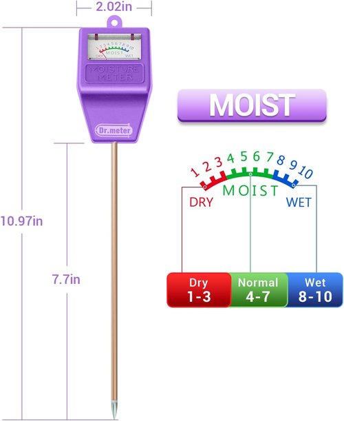 Dr.meter Soil Moisture Meter - Accurate Hygrometer Sensor for Indoor & Outdoor Plants | No Battery Needed