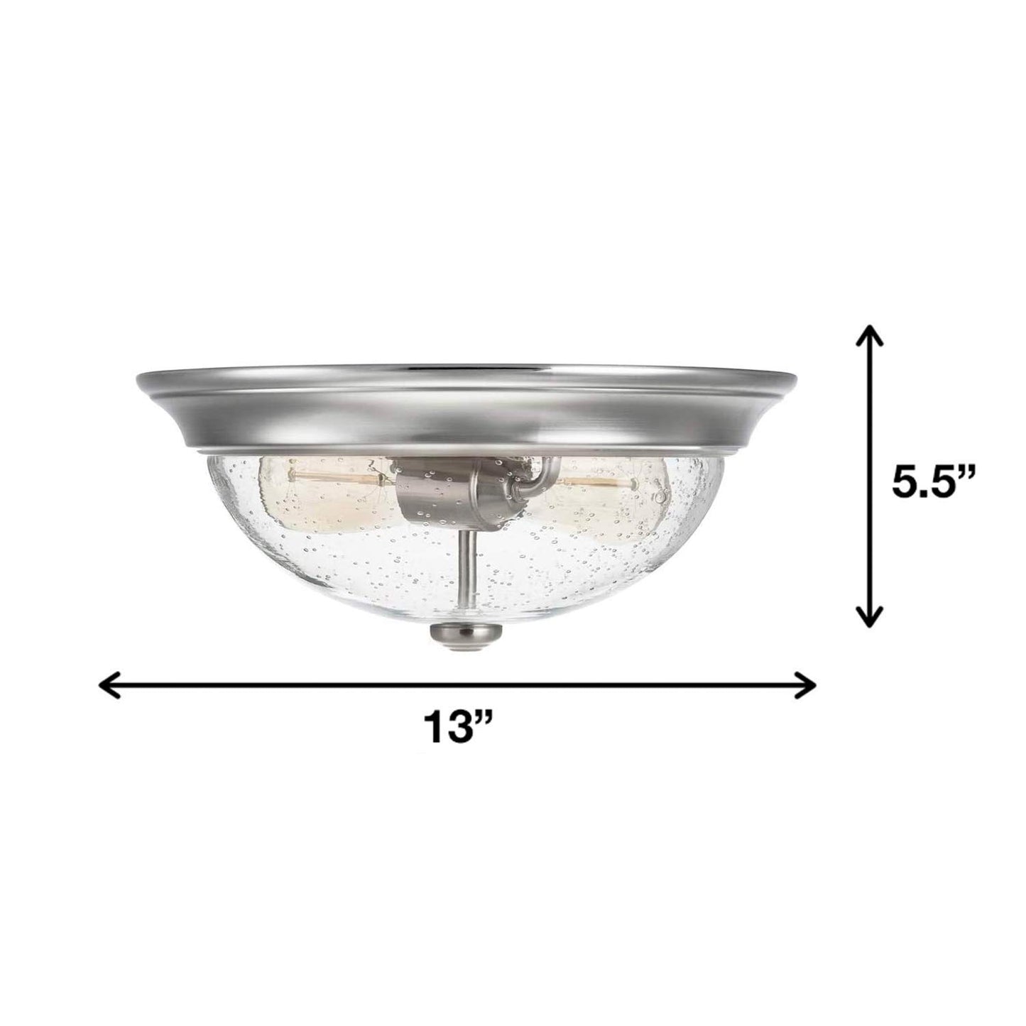 Prominence Home Madalyn 13" Brushed Nickel Flush Mount Seeded Glass Bowl Indoor Light - 51382-01