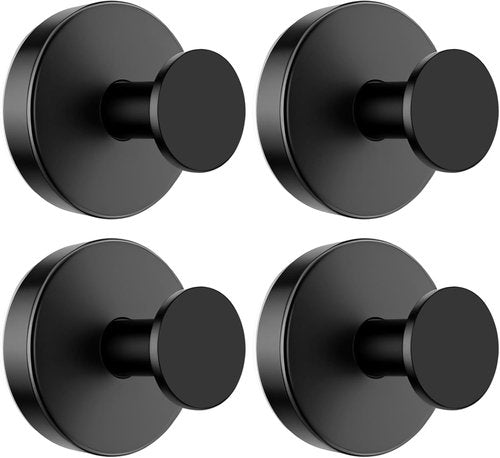 BKV Suction Cup Hooks - Removable Shower & Towel Hooks for Glass Windows | 4 Pack (Black)
