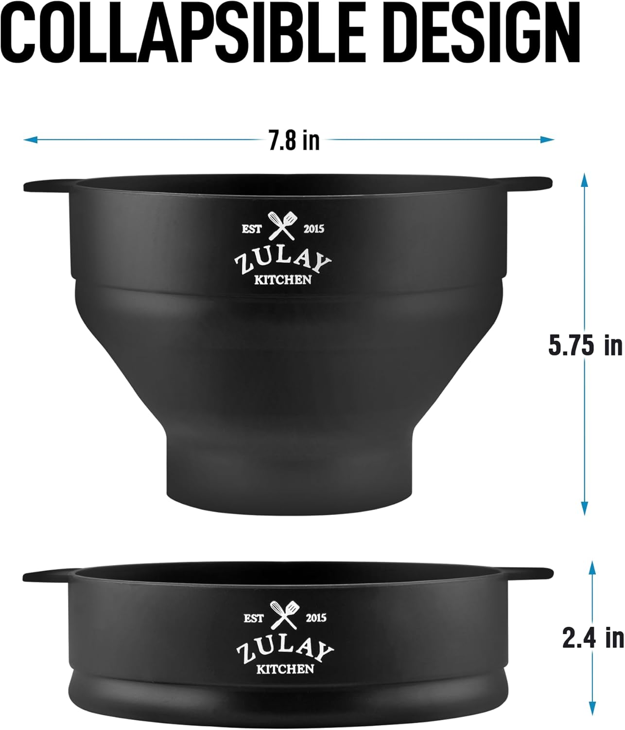 Zulay Microwave Popcorn Popper - Collapsible BPA-Free Silicone, Dishwasher Safe | Black, Spacious Design