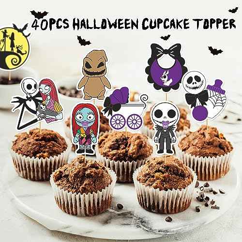 40PCS Night Before Christmas Cupcake Toppers - Night Before Christmas Cake Topper Halloween Cake Decorations Ghost Cupcake Toppers