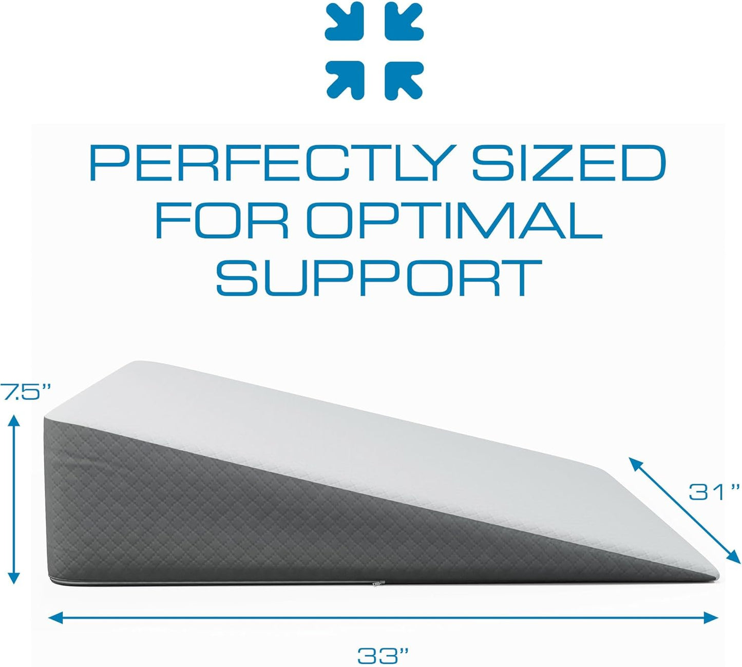 Kolbs Extra Wide Bed Wedge Pillow - Super Large Memory Foam with Jacquard Cover | 7.5 Inch Height (31 x 33 x 7.5) for Acid Reflux Relief