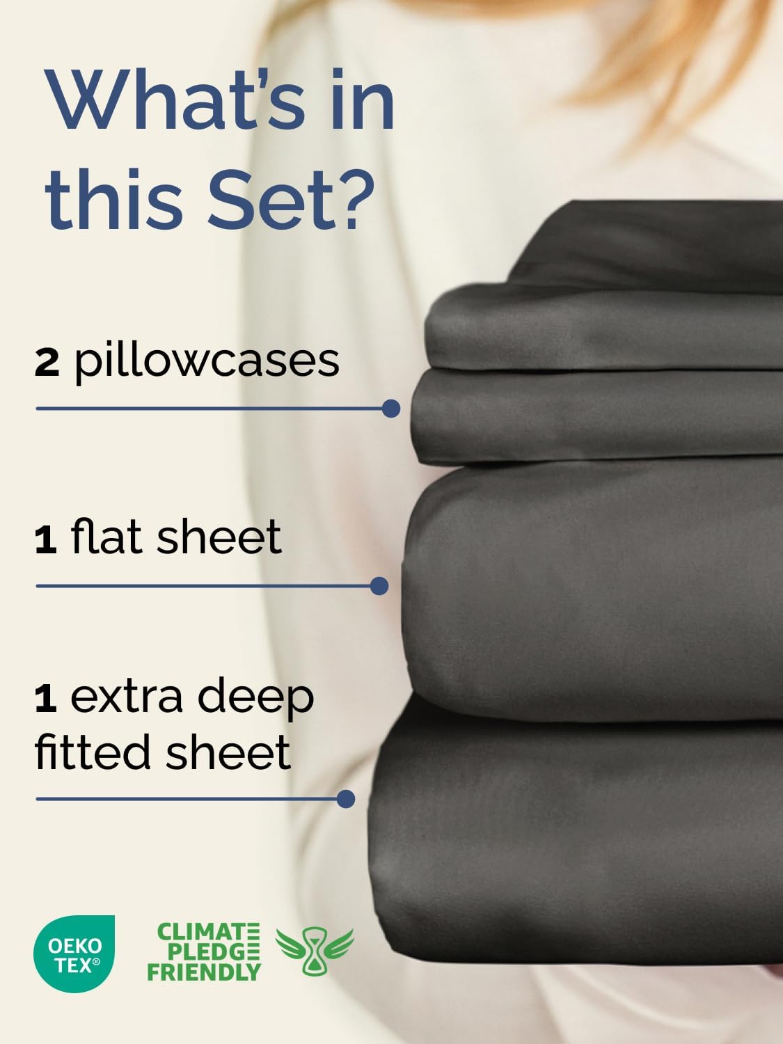 Skiennix Extra Deep Twin Sheet Set - 4-Piece Breathable Cooling Bedding - Soft, Wrinkle-Free Charcoal
