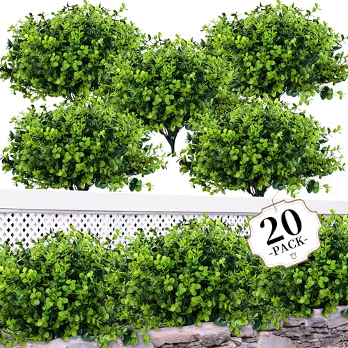 Artificial Greenery Boxwood Plants Set - 20 Bundles Outdoor Decor