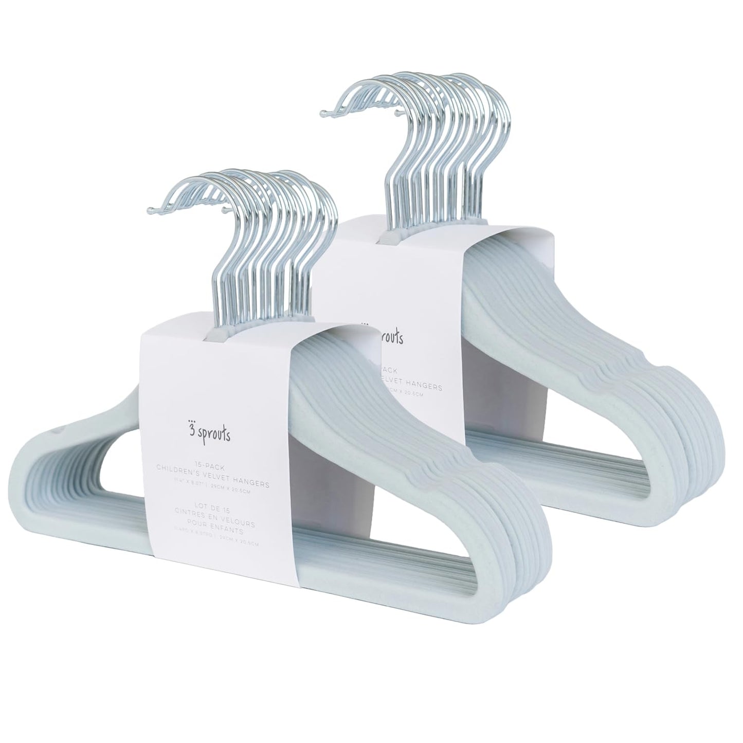 3 Sprouts Velvet Baby Hangers - Non-Slip Hangers for Infant and Toddler Clothes - Slim Space-Saving Design with Nordic Colors for Nursery - 30 Pack - Blue