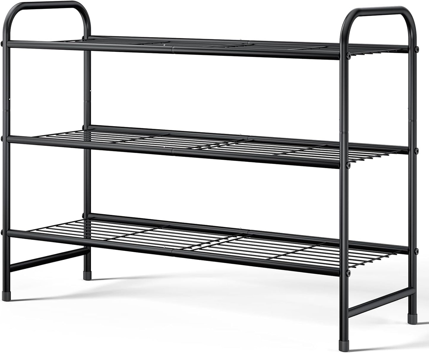 Kitsure Shoe Rack - Sturdy Stainless Steel Organizer for Closet & Entrance | 3-Tier, 25.6" Wide, Black