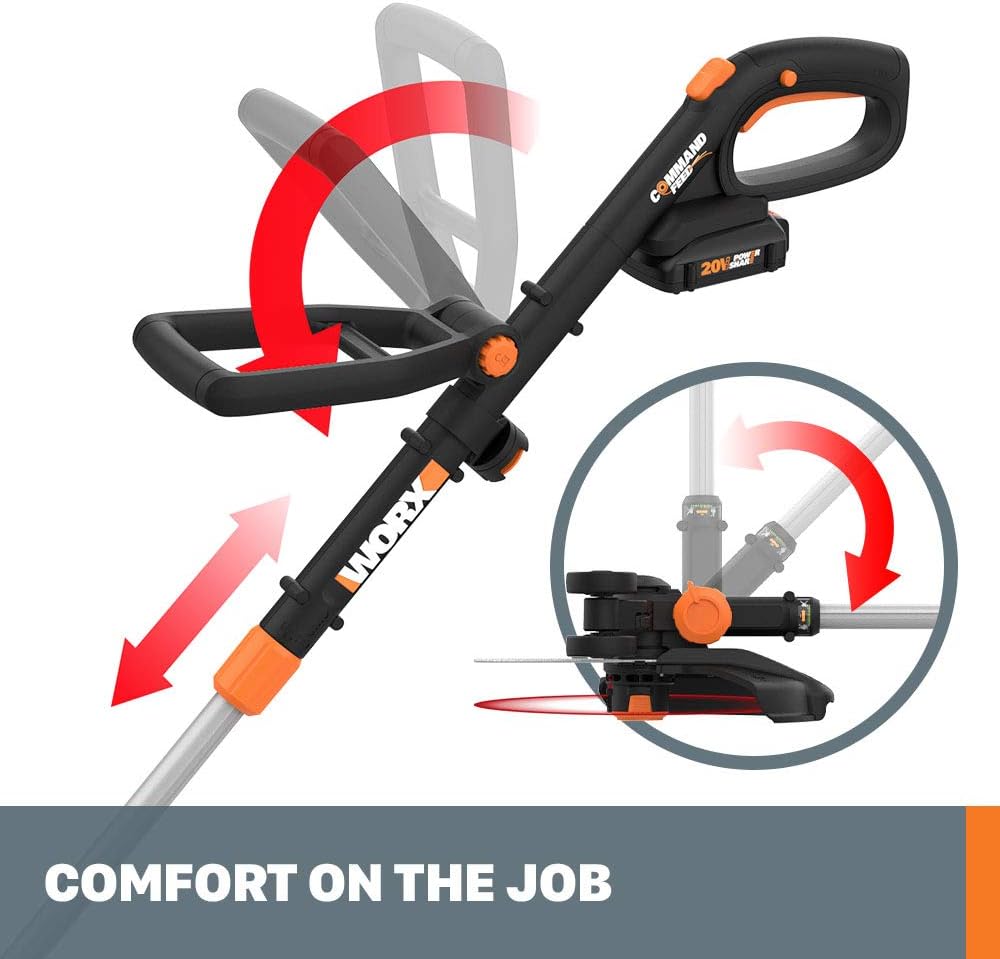 WORX Cordless String Trimmer - 12'' Electric Weed Wacker with 90° Pivoting Head & Battery Included