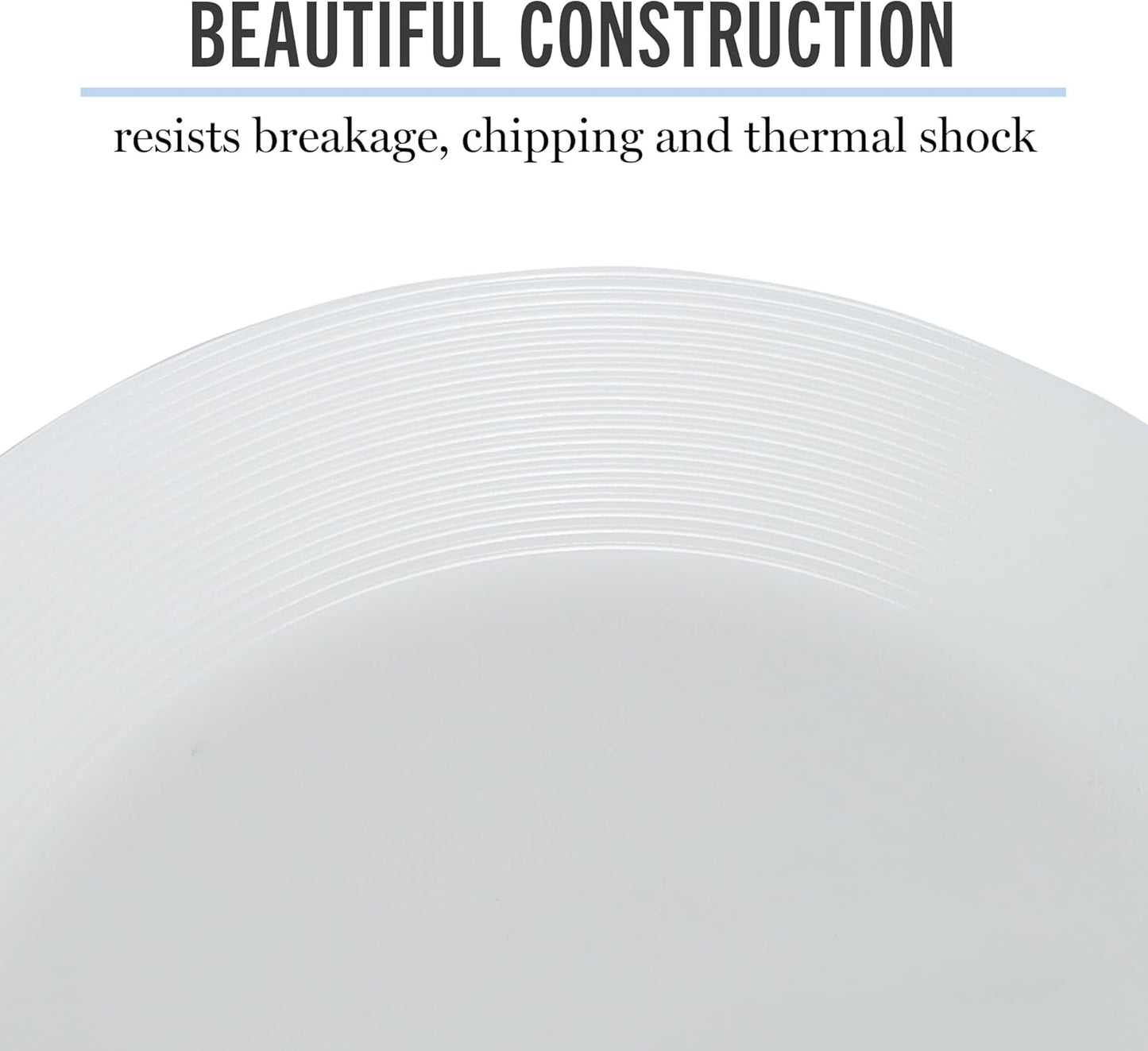 Martha Stewart Opalton Dinner Plates - 10-Inch Chip and Break Resistant 6-Piece Set | Elegant White Design