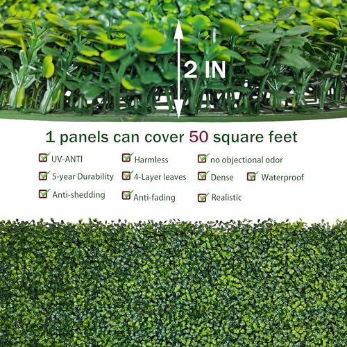 60x120 Inch Artificial Boxwood Panel Roll - 50 sqft Greenery Backdrop for Indoor & Outdoor Use