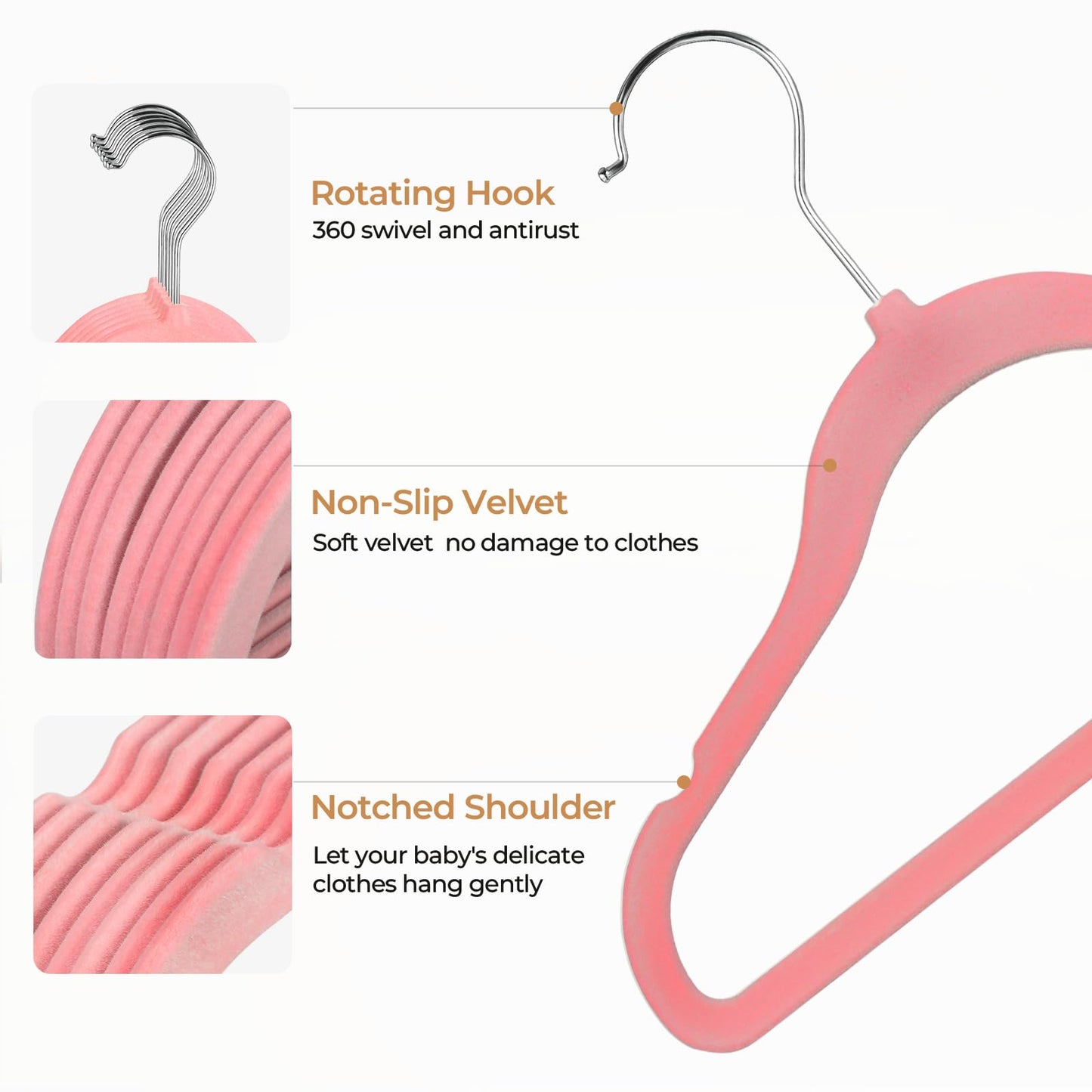 GoodtoU Kids Hangers Velvet 50 Pack 14" - Kids Felt Hangers Non Slip Toddler Hanger Childrens Hanger for Kid