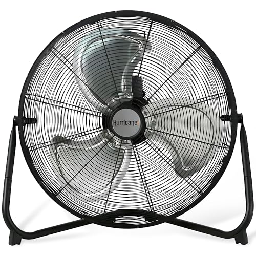 High Velocity 20-Inch Metal Floor Fan with 3 Speeds Black