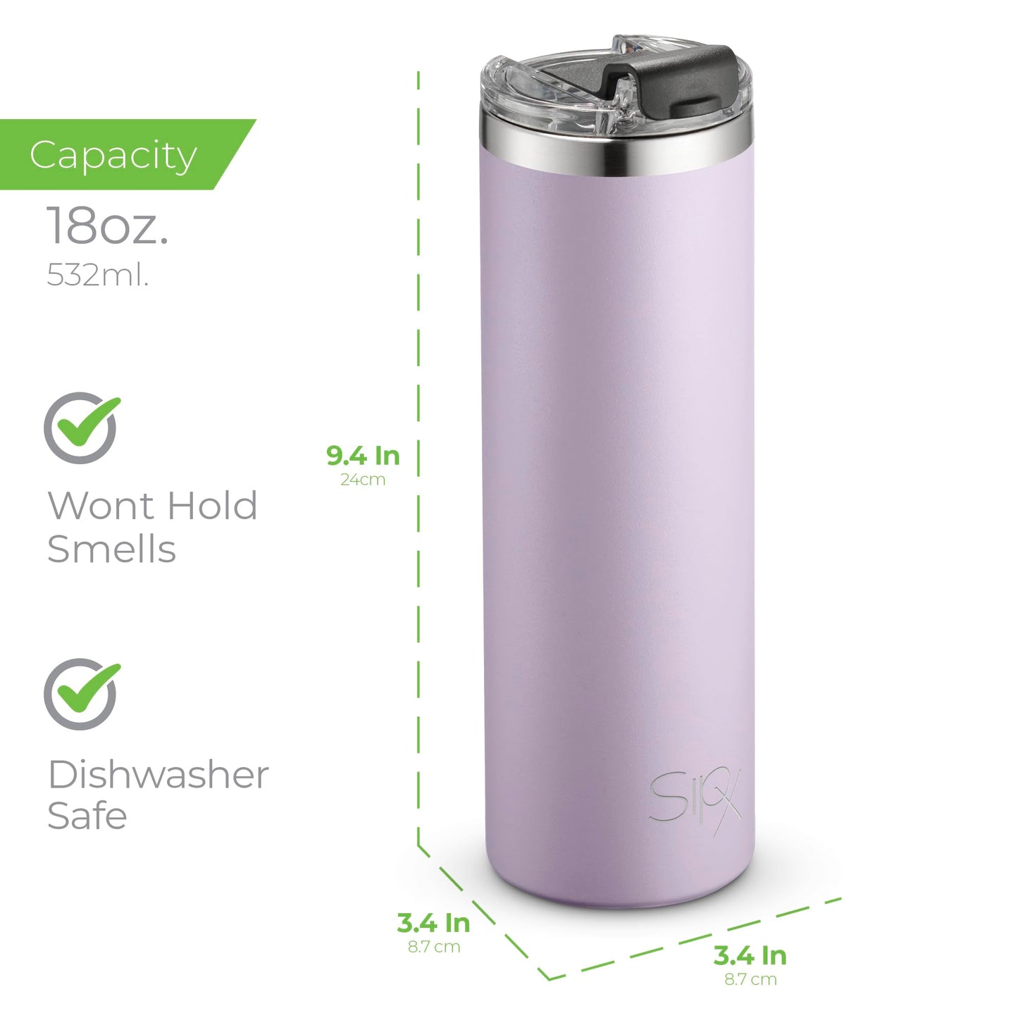 SIPX™ 18 oz Slim Insulated Tumbler with Lid & Straw – Vacuum Insulated Stainless Steel, Leakproof, Cupholder Friendly – Perfect for Iced Coffee, Water & Travel – Purple