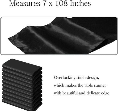 50 Black Satin Chair Sashes by [Brand Name] - Elegant 7x108 Inch Ribbons for Weddings & Parties