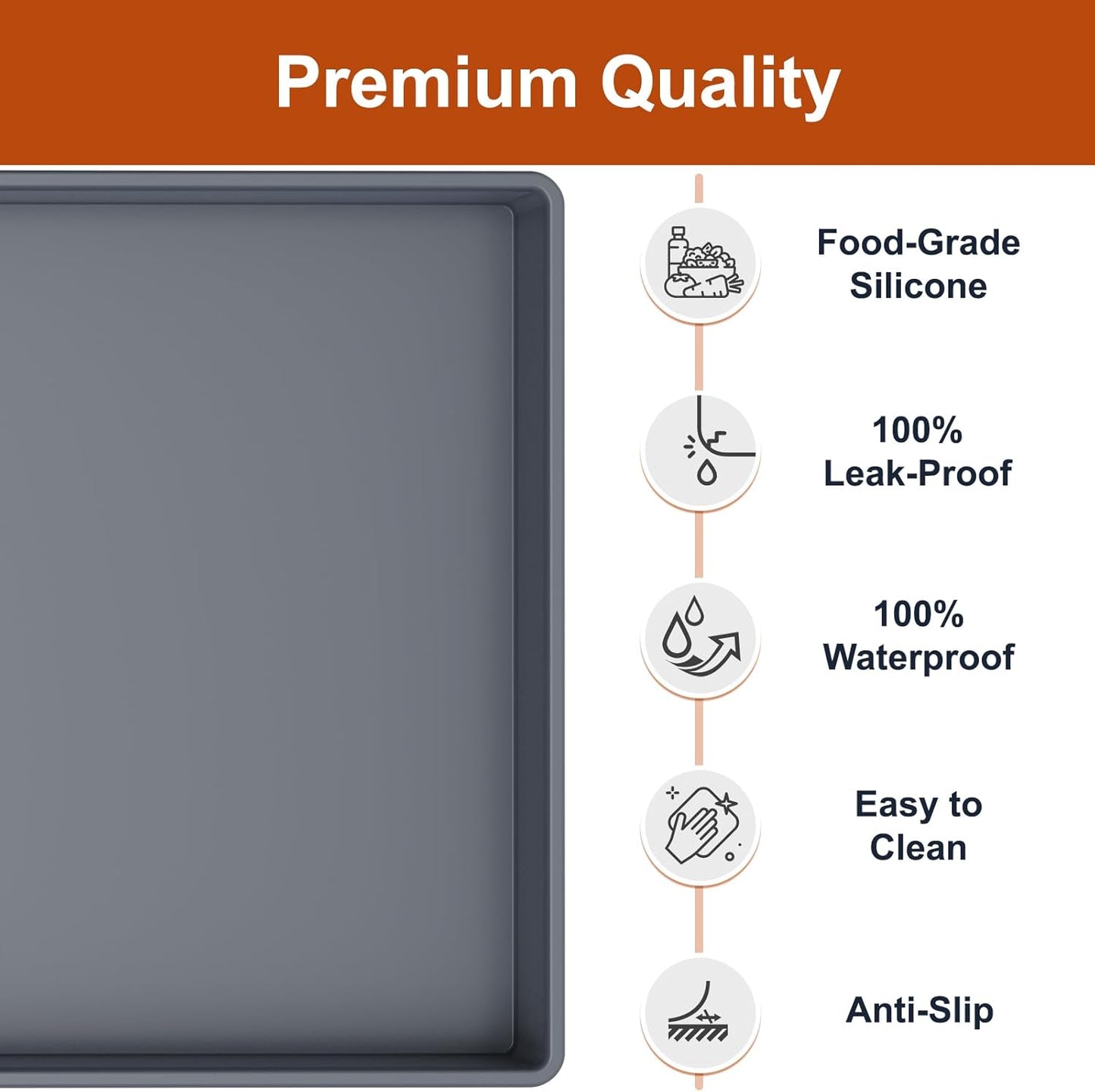 Ukeetap Extra Thick Silicone Mat - Waterproof Under Sink Mat for Kitchen & Bathroom | 22" x 19", Gray