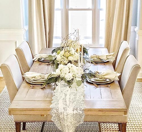 10 Pcs White Lace Table Runner 14x120 Inch Embroidered Boho Wedding Party Decor