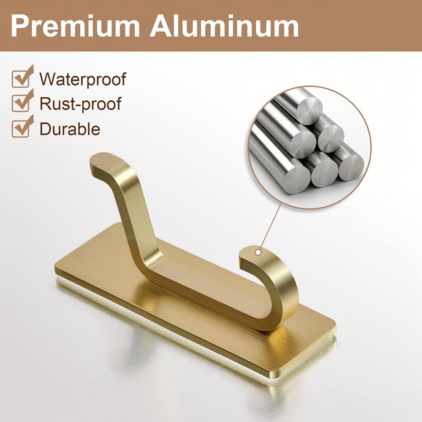 pickpiff 12 Pack Wall Hooks for Coat and Towel: 13LB Strong Adhesive Door Hanger Stick on, Brushed Gold