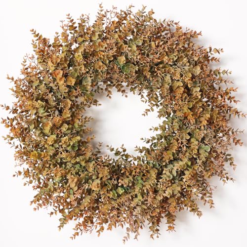 32-Inch Fall Artificial Eucalyptus Wreath with Seeds for Front Door Decor - Variation of THIS listing