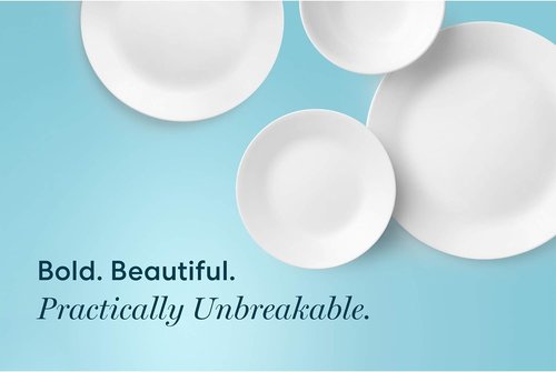 Corelle Vitrelle 38-Piece Dinnerware Set - Lightweight, Chip Resistant Plates & Bowls | Winter Frost White