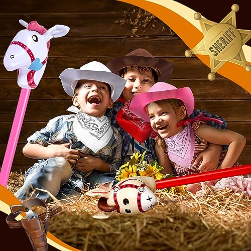 Kids Cowboy Hats Party Bandanas - Multicolor Felt & Plastic Cowboy Accessories for Kids & Kids' Parties