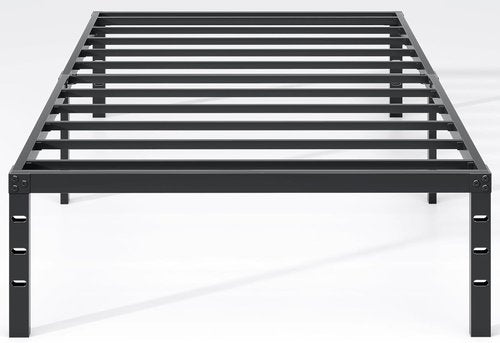 Jeton Metal Bed Frame - Twin Size Sturdy Mattress Foundation with Storage Space | Easy Assembly, Black, 14 Inch