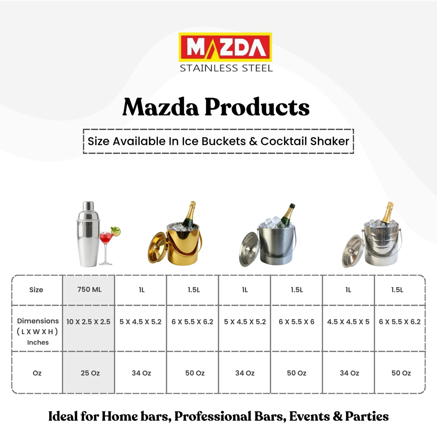 MAZDA Cocktail Shaker, 25 oz Martini Shaker, Drink Shaker Built-in Strainer, Professional Stainless Steel Margarita Mixer, Bartender Kit Gifts