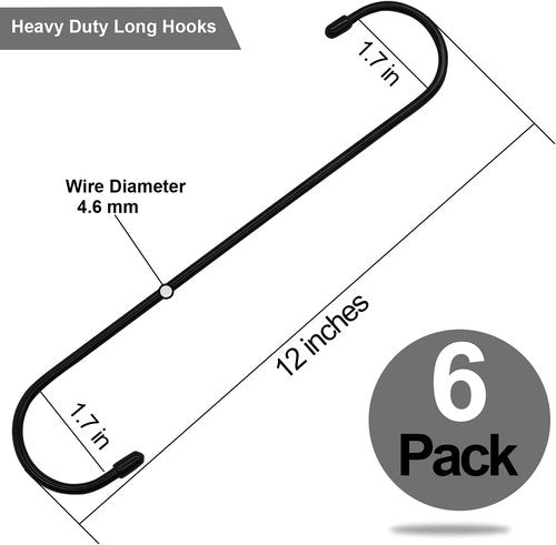 ESFUN Extra Large 12-Inch Heavy Duty S Hooks - Perfect for Hanging Plants, Kitchenware & More