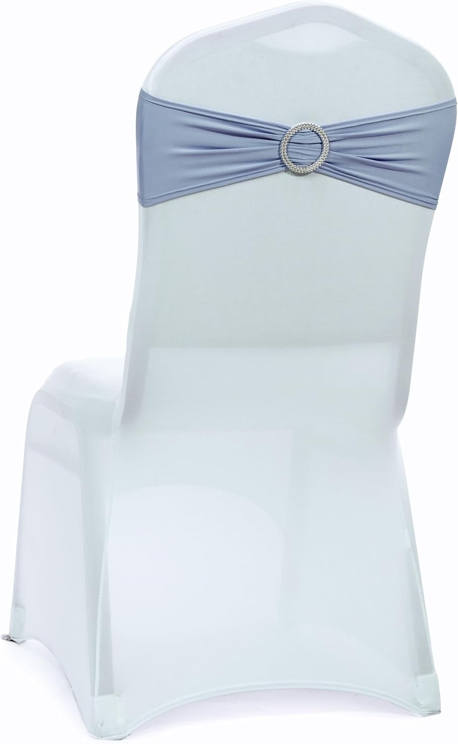 MDS Spandex Chair Sashes - Universal Elastic Stretch Bands with Buckle Slider Bow | Pack of 200 - Dusty Blue
