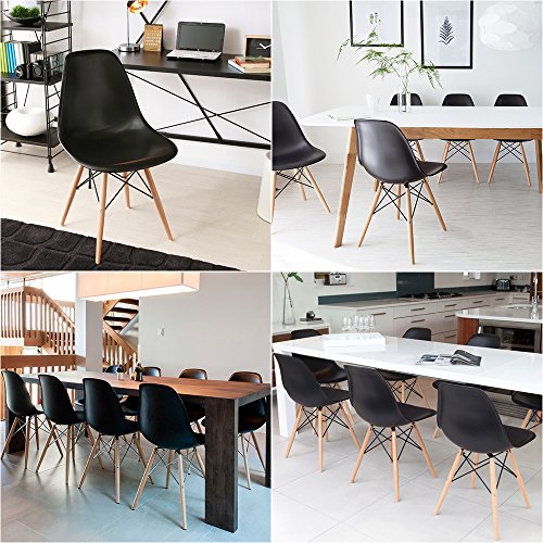 Furmax Modern Plastic Dining Chair Set - Black, Mid-Century Style, 4-Pack