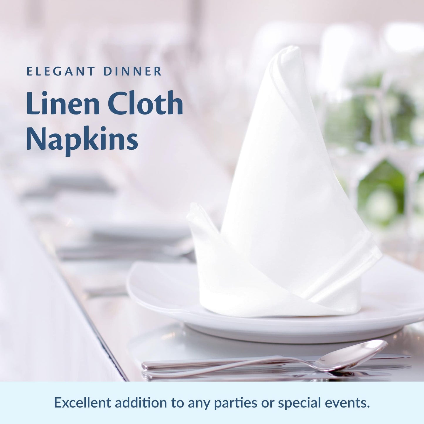 Elegant Restaurant Quality 100% Cotton Dinner Table Cloth Napkins with Clean- Lined Hemmed Edges, Bulk Set, Square 20" x 20'' for Weddings, Hotels, Restaurants, and Classy Home Dinners (60)