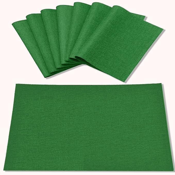 Cloth Placemats Set of 8, Linen Type Fabric Machine Washable Heat