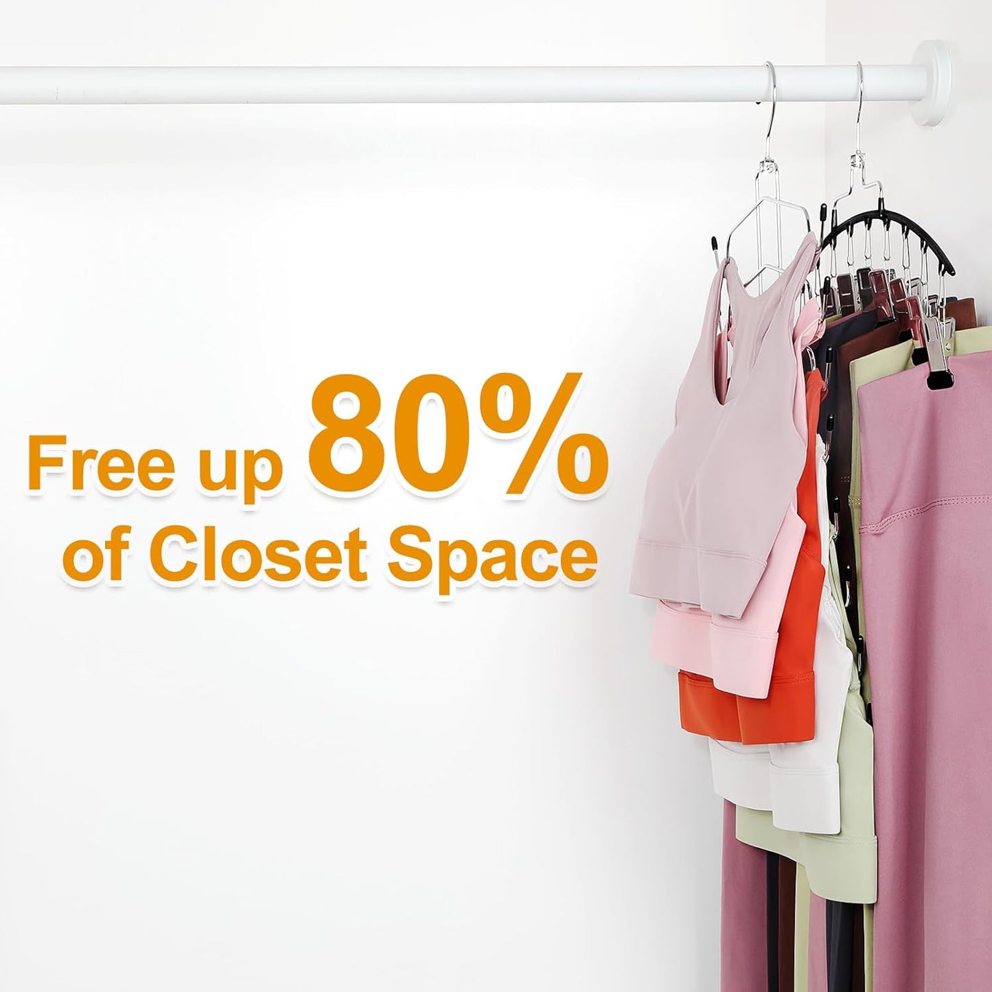 TOPIA HANGER 4-Pack Gym Clothes Organizer - Space-Saving Tank Top & Leggings Hangers | Black