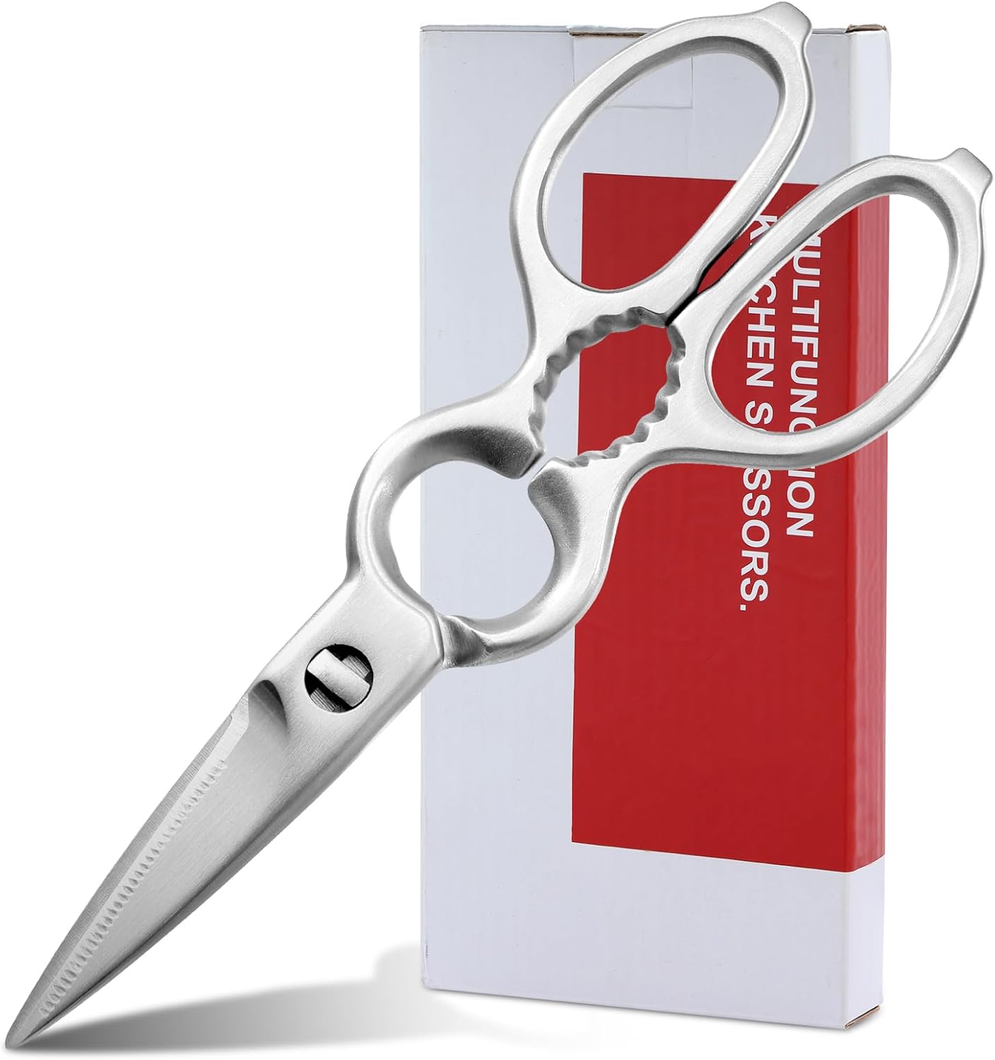 Skiennix Stainless Steel Kitchen Shears - Heavy Duty Forged Scissors for Professional Chefs | Silver