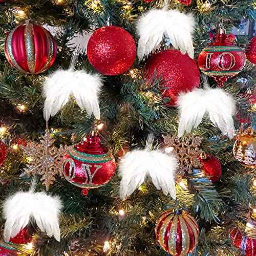 15PCS Angel Feather Wings Ornament White Angel Wing Ornament for Crafts Christmas Tree Mini Hanging Angel Wings Ornament for Christmas Tree Decor Weeding Party (15, White)