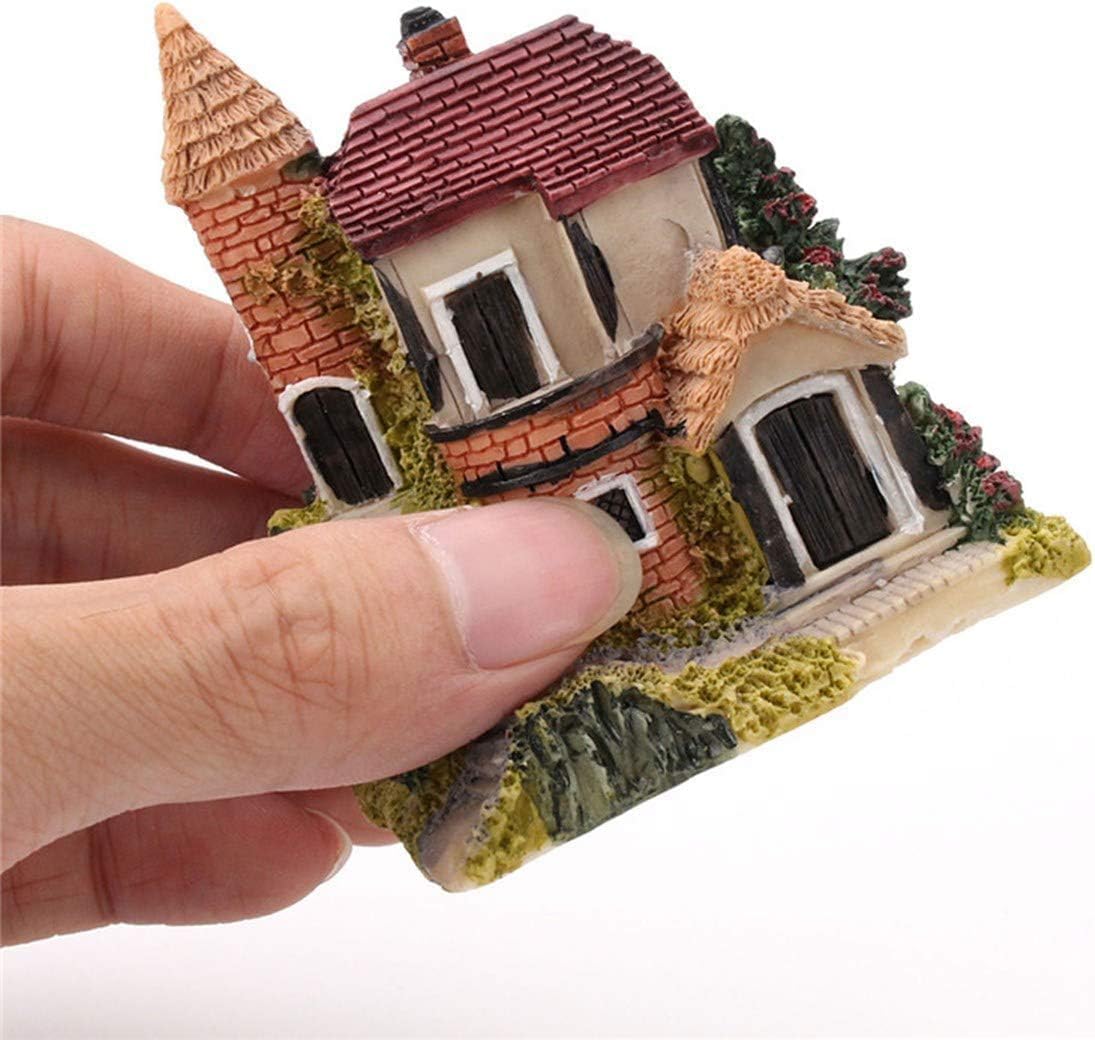 Skiennix Miniature House Fairy Garden Ornaments - 4PCS Resin Stone Village Decor for Terrariums