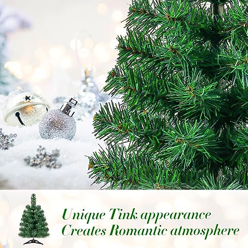 17.7Inch Artificial Christmas Tree Green Tabletop Christmas Tree with Plastic Stand Mini Xmas Pine Tree for Indoor Outdoor Holiday Home Decoration