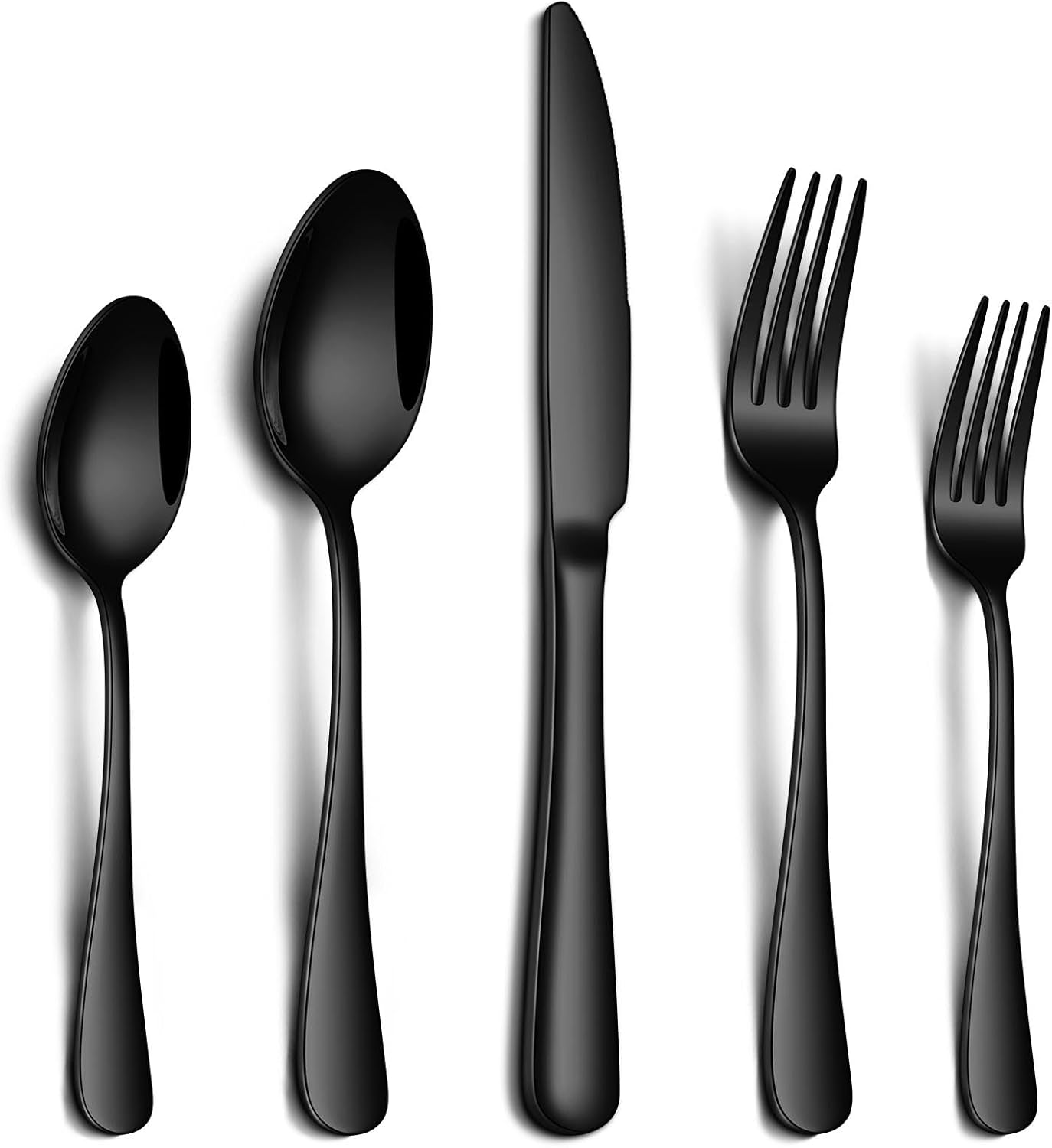 Philipala 20-Piece Black Silverware Set - Stainless Steel Flatware for 4 | Dishwasher Safe & Mirror Polished