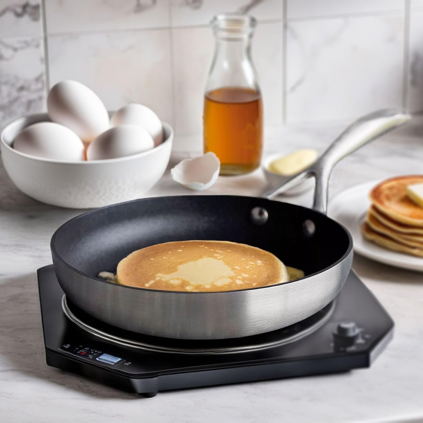 Scanpan CS+ 12-Inch Nonstick Fry Pan - Induction Ready, Oven Safe to 500°F, Dishwasher Safe, Black/Stainless
