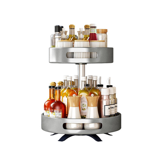 2 Tier Lazy Susan Organizer,Organizer Spice Rack for Kitchen Cabinet,Turntable Organizer for Cabinet Pantry Table Organization,12inch Silver