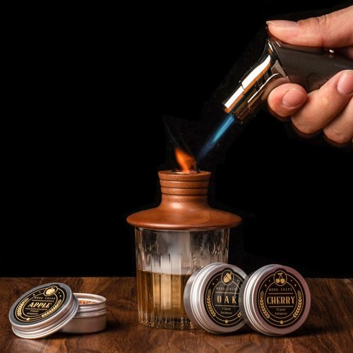 Bourbon Gifts for Men - Cocktail Smoker Kit with Torch and Wood Chips for Whiskey and Bourbon, Old Fashioned Cocktail Kit, Whiskey Gifts, for Dad, Husband and Cocktail Lovers