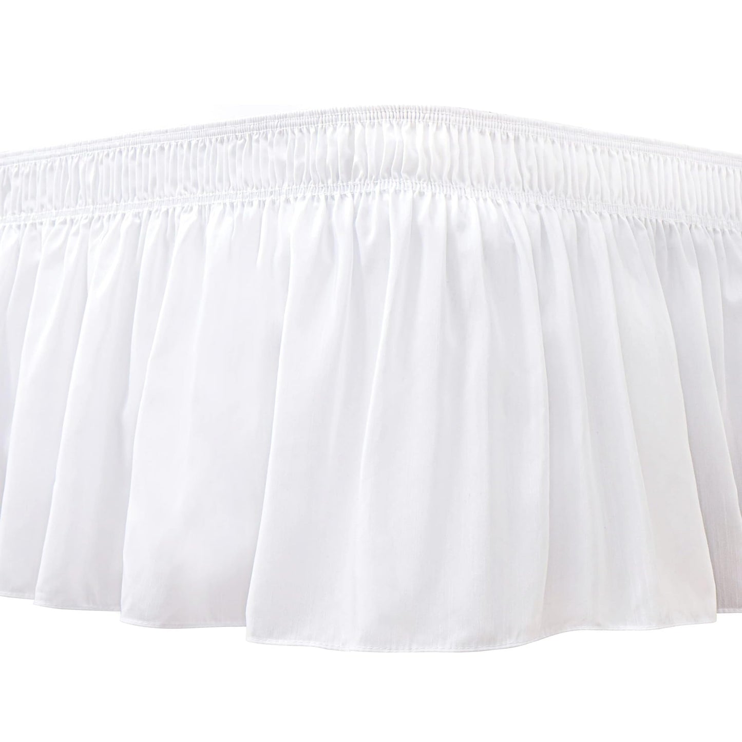 Biscaynebay Wrap Around Bed Skirts for Queen Beds 15" Drop, White Adjustable Elastic Dust Ruffles Easy Fit Wrinkle & Fade Resistant Silky Luxurious Fabric Machine Washable
