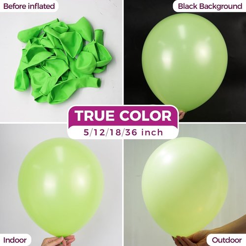 Bezente 36-Inch Lime Green Giant Balloons - 8 Pack Jumbo Round Latex Balloons for Parties