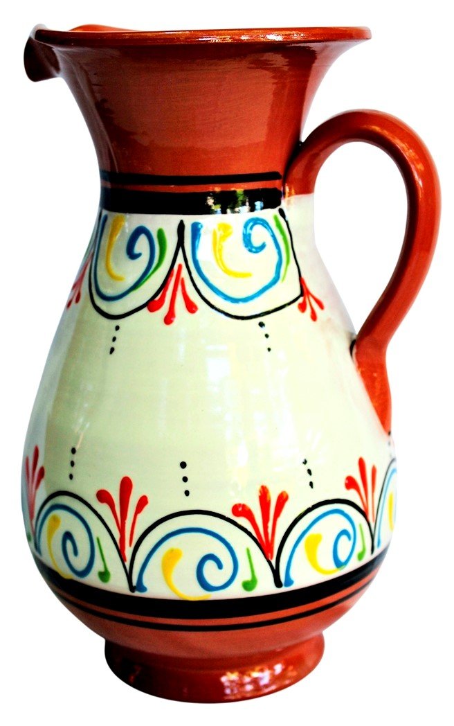 Cactus Canyon Ceramics Spanish Terracotta 2 Quart Pitcher, White