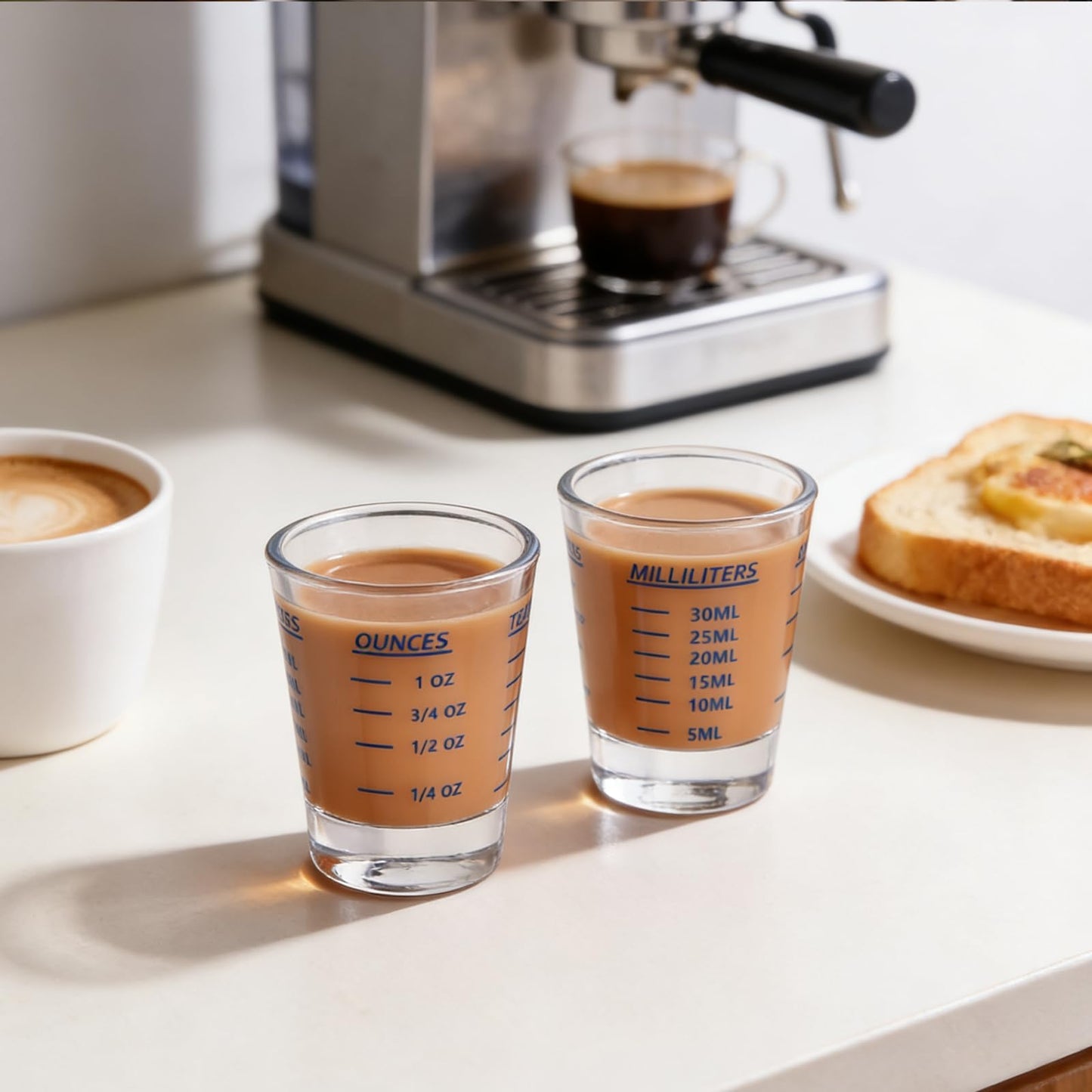 Shot Glass Measuring Cup，Espresso Shot Glass 26-Incremental Measurement 6 Tsp, 30ml, 1oz, 2 Tbs, Kitchen Tools，Bar Bartender Accessories, Jigger for Bartending (2 Pack-Blue)
